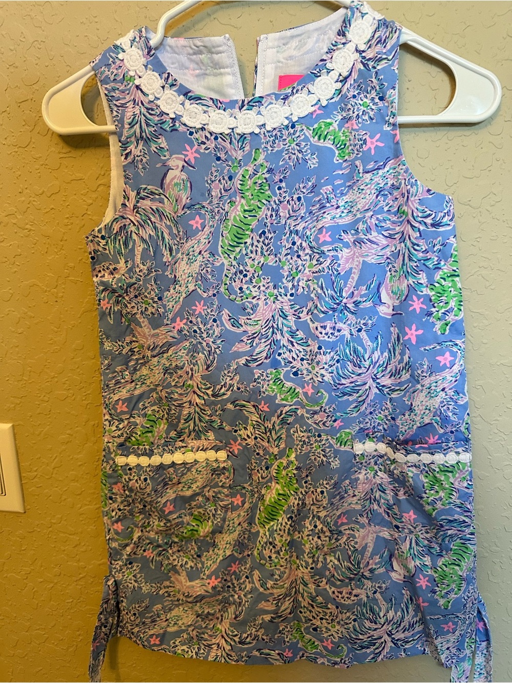 Lilly Pulitzer Periwinkle Floral Shift Dress with Pink & Green Accents